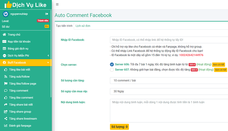 Cách cài tool auto comment facebook đơn giản tại Dichvulike.com