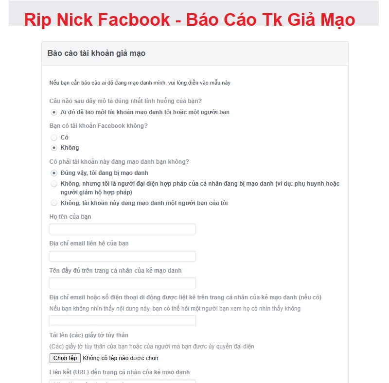 Các rip nick Facebook bằng link 948